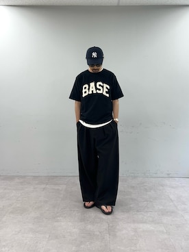 「CIAOPANIC TYPY（チャオパニックティピー）の【WEB限定】【UNISEX】BASEアップリケTEE（Tシャツ/カットソー、ブラック系）」を使った、Mr.KPさん（メンズ・175cm）の夏コーディネート