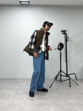 「CIAOPANIC TYPY（チャオパニックティピー）のアイテム（ダウンベスト）」を使った、Mr.KPさん（メンズ・175cm）の秋コーディネート
