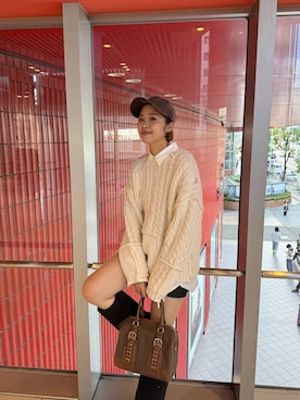 「JEANASIS（ジーナシス）のルーズFITロングブーツ/581263（ブーツ）」を使った、ぺえさん（レディース・166cm）の秋コーディネート