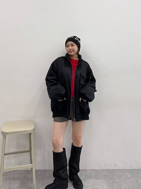 「JEANASIS（ジーナシス）のルーズFITロングブーツ/581263（ブーツ）」を使った、ぺえさん（レディース・166cm）の秋コーディネート