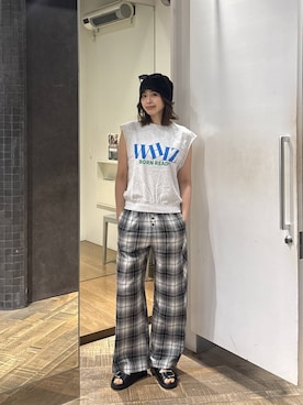「JEANASIS（ジーナシス）のアイテム（サンダル）」を使った、ぺえさん（レディース・166cm）の夏コーディネート
