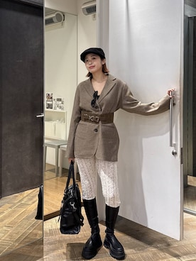 「アイテム（ハンチング/ベレー帽）」を使った、ぺえさん（レディース・166cm・30代）の秋コーディネート