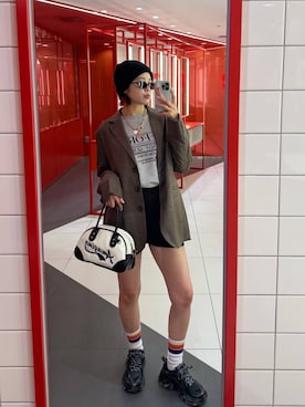 「アイテム（ニットキャップ/ビーニー）」を使った、ぺえさん（レディース・166cm・30代）の秋コーディネート