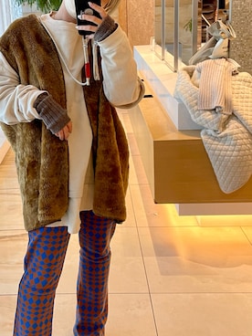 「ファーベスト」｜「アイテム（チェスターコート）」を使った、satomi.mさん（レディース・154cm）の冬コーディネート