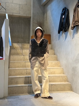 「Toironier（トワロニエ）のToironier/トワロニエ/5Pocket Denim Pants（デニムパンツ、ベージュ系）」を使った、llleiiiさん（メンズ・173cm）の春コーディネート