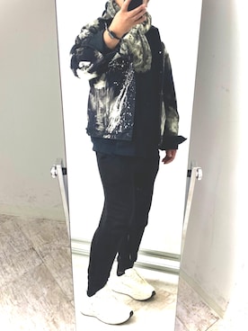 「アイテム（デニムジャケット）」を使った、6000さん（メンズ・172cm）の冬コーディネート