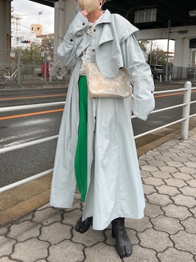 「春コート」｜「アイテム（ノーカラーコート）」を使った、yukari_riraさん（レディース・155cm）の春コーディネート