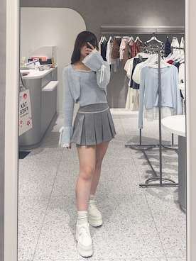 「OLIVE des OLIVE（オリーブデオリーブ）のサテンリボン厚底スニーカー（スニーカー）」を使った、ゆうかさん（レディース・155cm）の秋コーディネート