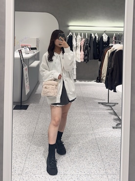 「OLIVE des OLIVE（オリーブデオリーブ）の裾レイヤードプリーツミニスカート（スカート）」を使った、ゆうかさん（レディース・155cm）の秋コーディネート