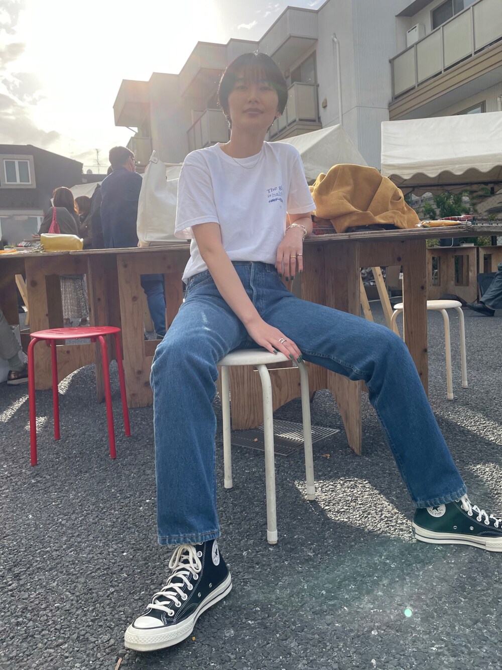 Levi'sのアイテムを使った「Tシャツ×デニム」の人気ファッション