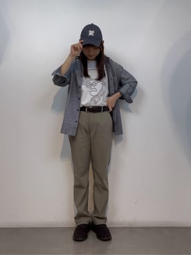 「TAKEO KIKUCHI（タケオキクチ）の【Sサイズ～】フェイスロープ刺繍 天竺Tシャツ（Tシャツ/カットソー、ホワイト系）」を使った、Rinnaさん（レディース）の春コーディネート