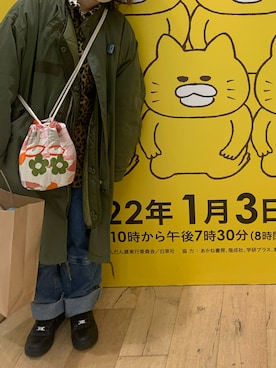 「AIR FORCE 1」｜「アイテム（モッズコート）」を使った、揚げ餅さんさん（レディース・153cm）の冬コーディネート