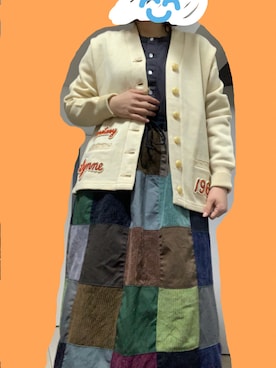 「レタードカーディガン」｜揚げ餅さんさん（レディース・153cm）の冬コーディネート