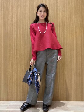 「OPAQUE.CLIP（オペークドットクリップ）のステンレスムーンショートネックレス（ネックレス、シルバー系）」を使った、maiさん（レディース・160cm）の秋コーディネート