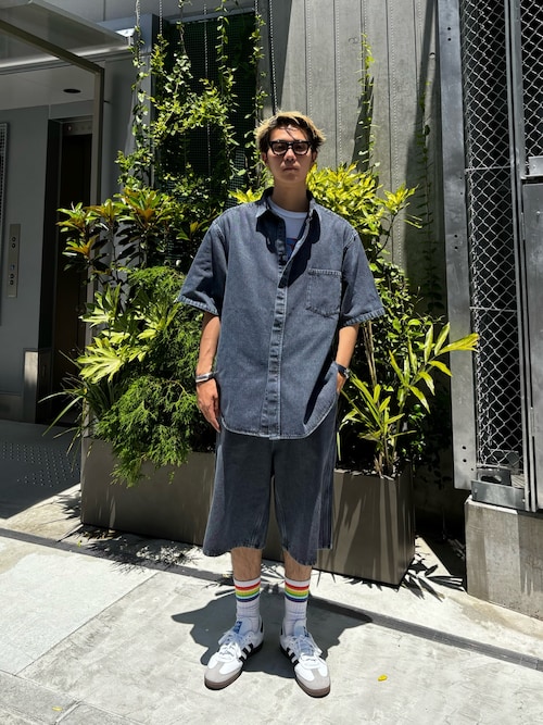 ハニオ セール】【ユニセックス】オーバーダイデニムシャツ（シャツ/ブラウス