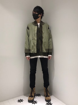 「ドッキング」｜「アイテム（ブルゾン）」を使った、ムラジュンさん（メンズ・172cm）の秋コーディネート