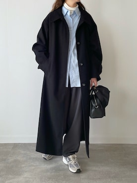「ママファッション」｜「アイテム（ステンカラーコート）」を使った、a__yaさん（レディース・158cm）の冬コーディネート