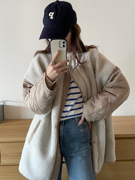 「rectangle（レクタングル）のアイテム（ノーカラージャケット）」を使った、a__yaさん（レディース・158cm）の秋コーディネート