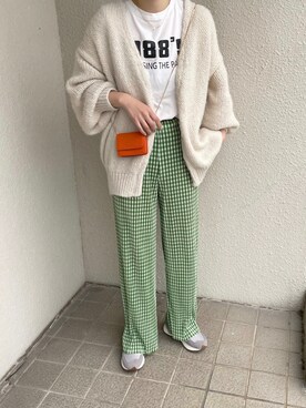 「titivate（ティティベイト）のﾛｰｹﾞｰｼﾞﾊﾝﾄﾞﾗｲｸﾆｯﾄｶｰﾃﾞｨｶﾞﾝ（カーディガン/ボレロ）」を使った、a__yaさん（レディース・158cm）の春コーディネート