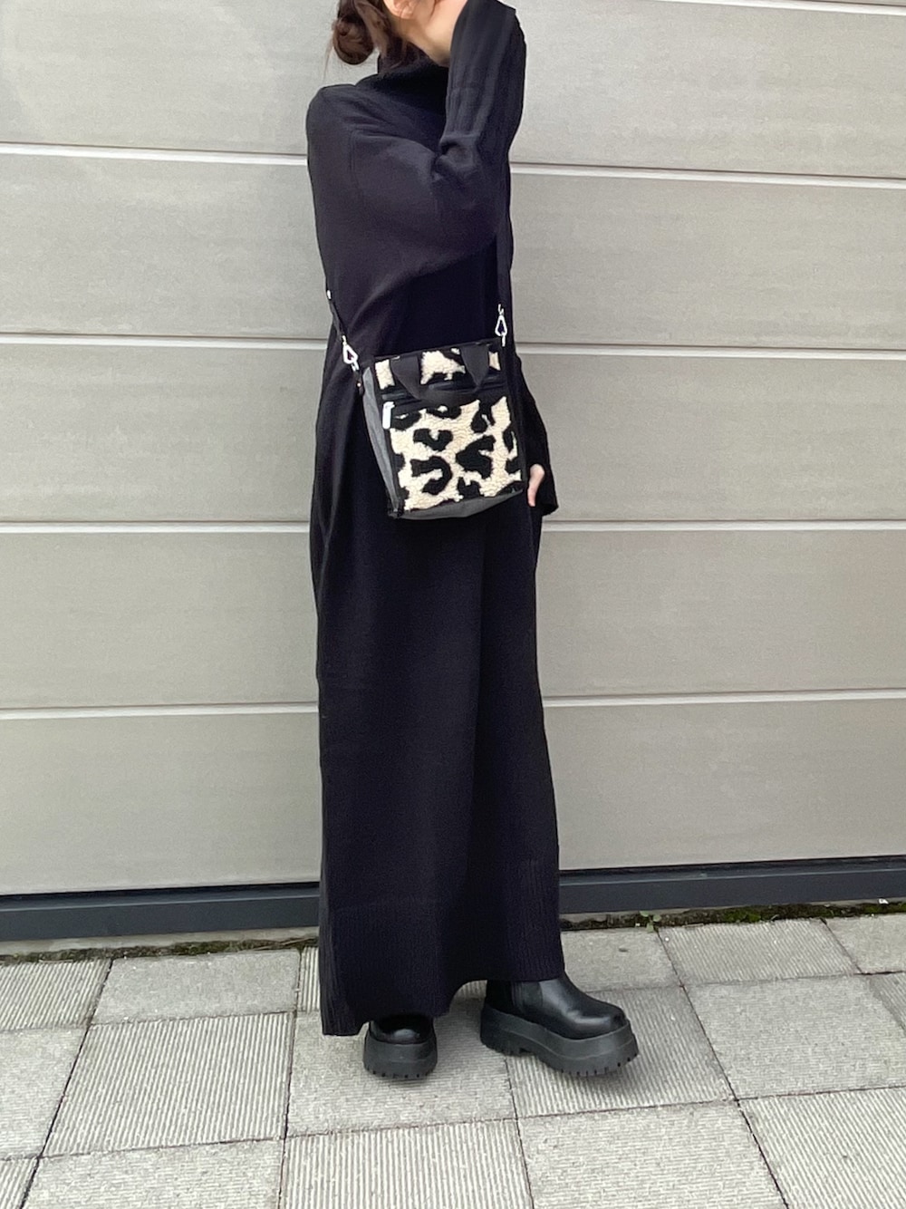 DENIM MINI N/S TOTEブラックデニム　　 レオパードシェルパ レスポートサック LeSportsac DENIM MINI N/S TOTE （ブラック