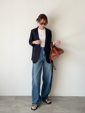 「アイテム（テーラードジャケット）」を使った、a__yaさん（レディース・158cm）の夏コーディネート