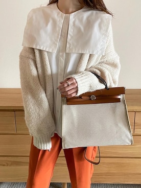 「titivate（ティティベイト）のﾛｰｹﾞｰｼﾞﾊﾝﾄﾞﾗｲｸﾆｯﾄｶｰﾃﾞｨｶﾞﾝ（カーディガン/ボレロ）」を使った、a__yaさん（レディース・158cm）の冬コーディネート