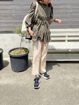 「JUNOAH」｜「アイテム（パンツ）」を使った、a__yaさん（レディース・158cm）の春コーディネート