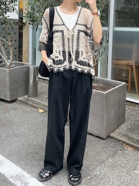 「アイテム（スラックス）」を使った、a__yaさん（レディース・158cm）の夏コーディネート