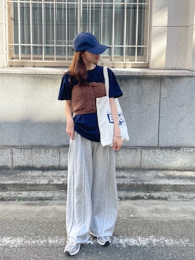 「アイテム（スウェットパンツ）」を使った、a__yaさん（レディース・158cm）の夏コーディネート