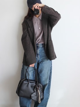 「アイテム（ボストンバッグ）」を使った、a__yaさん（レディース・158cm）の冬コーディネート