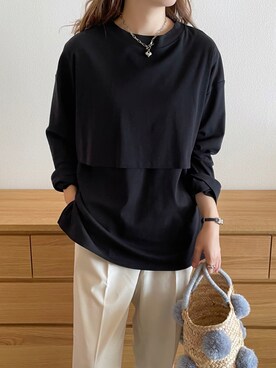 「モノトーンコーデ」｜「アイテム（アンサンブル）」を使った、a__yaさん（レディース・158cm）の夏コーディネート