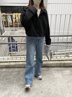 「callautia（カラウティア）のアイテム（ステンカラーコート）」を使った、a__yaさん（レディース・158cm）の冬コーディネート