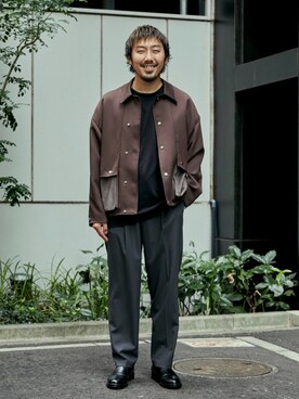 「PUBLIC TOKYO（パブリックトウキョウ）のアイテム（ブルゾン）」を使った、サエキさん（メンズ・173cm）の秋コーディネート