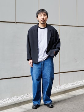 「PUBLIC TOKYO（パブリックトウキョウ）のアイテム（ジャケット/アウター）」を使った、サエキさん（メンズ・173cm）の春コーディネート