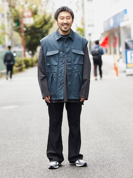 「PUBLIC TOKYO（パブリックトウキョウ）のアイテム（ブルゾン）」を使った、サエキさん（メンズ・173cm）の春コーディネート