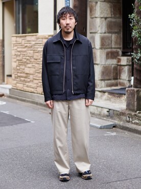 「PUBLIC TOKYO（パブリックトウキョウ）のアイテム（ブルゾン）」を使った、サエキさん（メンズ・173cm）の春コーディネート