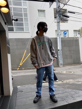 「ROYAL FLASH（ロイヤルフラッシュ）のアイテム（スウェット）」を使った、WayBeeee!!!さん（メンズ・173cm）の春コーディネート