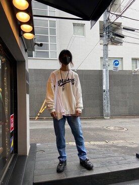 「ROYAL FLASH（ロイヤルフラッシュ）のアイテム（スウェット）」を使った、WayBeeee!!!さん（メンズ・173cm）の春コーディネート