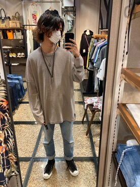 「ISAMU KATAYAMA BACKLASH（イサムカタヤマバックラッシュ）のアイテム（ニット/セーター）」を使った、WayBeeee!!!さん（メンズ・173cm）の夏コーディネート