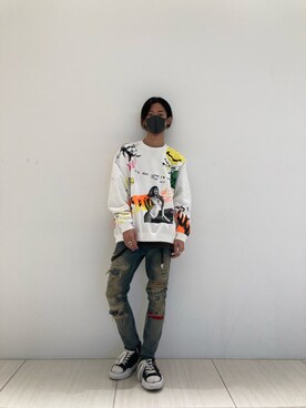 「ROYAL FLASH（ロイヤルフラッシュ）のアイテム（スウェット）」を使った、WayBeeee!!!さん（メンズ・173cm）の冬コーディネート