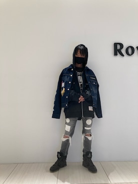 「ROYAL FLASH（ロイヤルフラッシュ）のアイテム（デニムジャケット）」を使った、WayBeeee!!!さん（メンズ・173cm）の冬コーディネート
