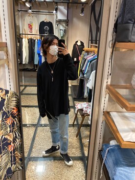 「ISAMU KATAYAMA BACKLASH（イサムカタヤマバックラッシュ）のアイテム（ニット/セーター）」を使った、WayBeeee!!!さん（メンズ・173cm）の夏コーディネート