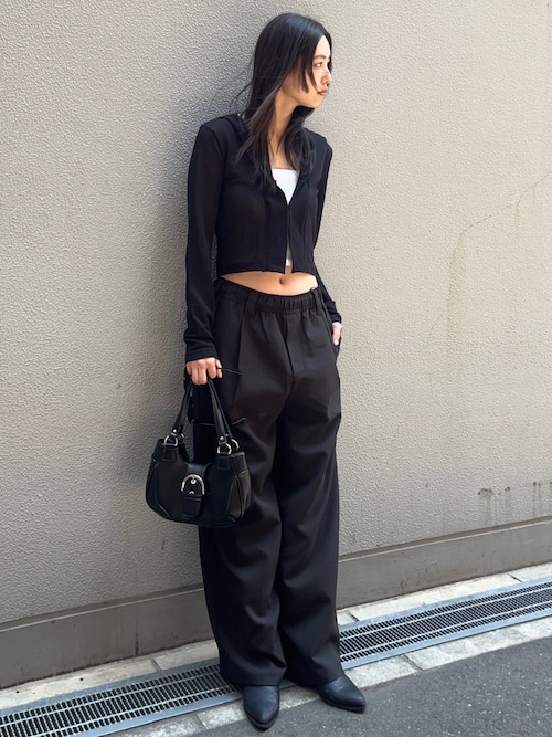 新品　新作　moussy SHEER HOODIE カーディガン　黒　パーカー MOUSSY | FRONT TIE シアーカーディガン (カーディガン ) |SHEL