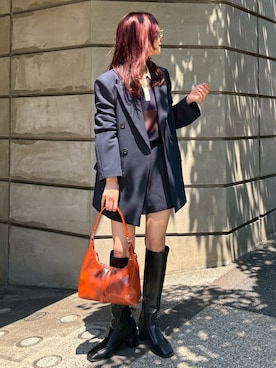「アイテム（テーラードジャケット、ブルー系）」を使った、MOUSSY OFFICIALさん（レディース・153cm）の秋コーディネート