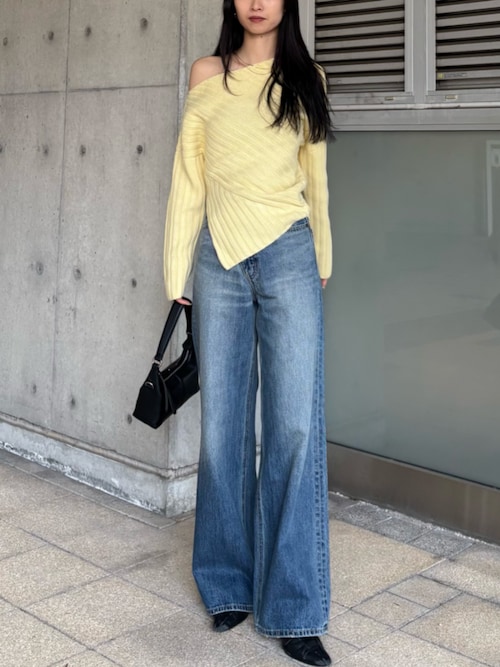 moussy ASYMMETRY RIB ニット black MOUSSY | ASYMMETRY トップス (ニット ) |SHEL'TTER WEBSTORE