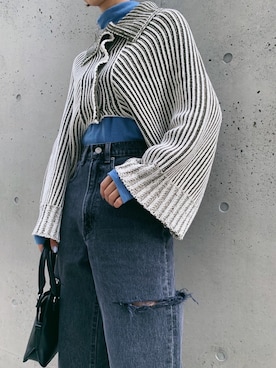 「MOUSSY（マウジー）のアイテム（カーディガン/ボレロ）」を使った、MOUSSY OFFICIALさん（レディース・162cm）の秋コーディネート
