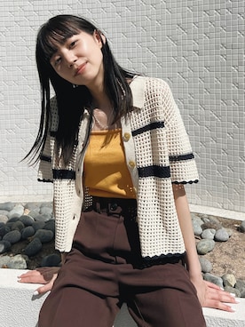 「MOUSSY（マウジー）のアイテム（カーディガン/ボレロ）」を使った、MOUSSY OFFICIALさん（レディース・168cm）の春コーディネート
