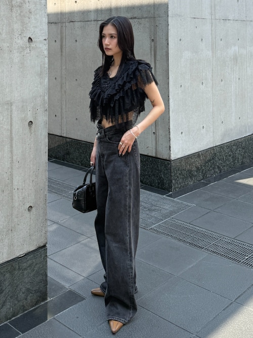 CROSS WAIST WIDE STRAIGHT/クロスウエストワイドストレートデニム