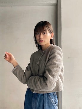 「moussy」｜「アイテム（ノーカラージャケット）」を使った、MOUSSY OFFICIALさん（レディース・158cm）の秋コーディネート