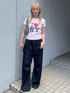 「MOUSSY（マウジー）のアイテム（Tシャツ/カットソー）」を使った、MOUSSY OFFICIALさん（レディース・165cm）の夏コーディネート